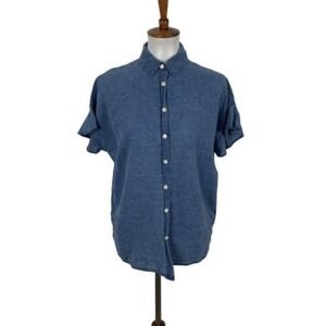 Madewell Chambray Short-Sleeve Button Down in Denim Blue